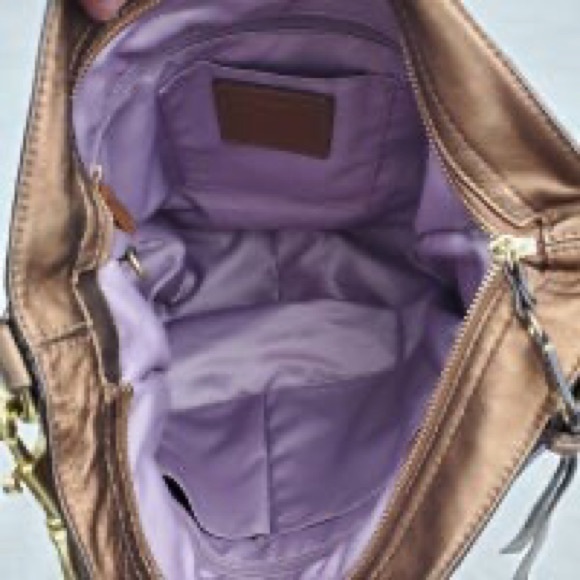 Coach Zoe, Large, Bronze Metallic Hobo Shoulder Bag with Gold-Tone Hardware. - Picture 5 of 9